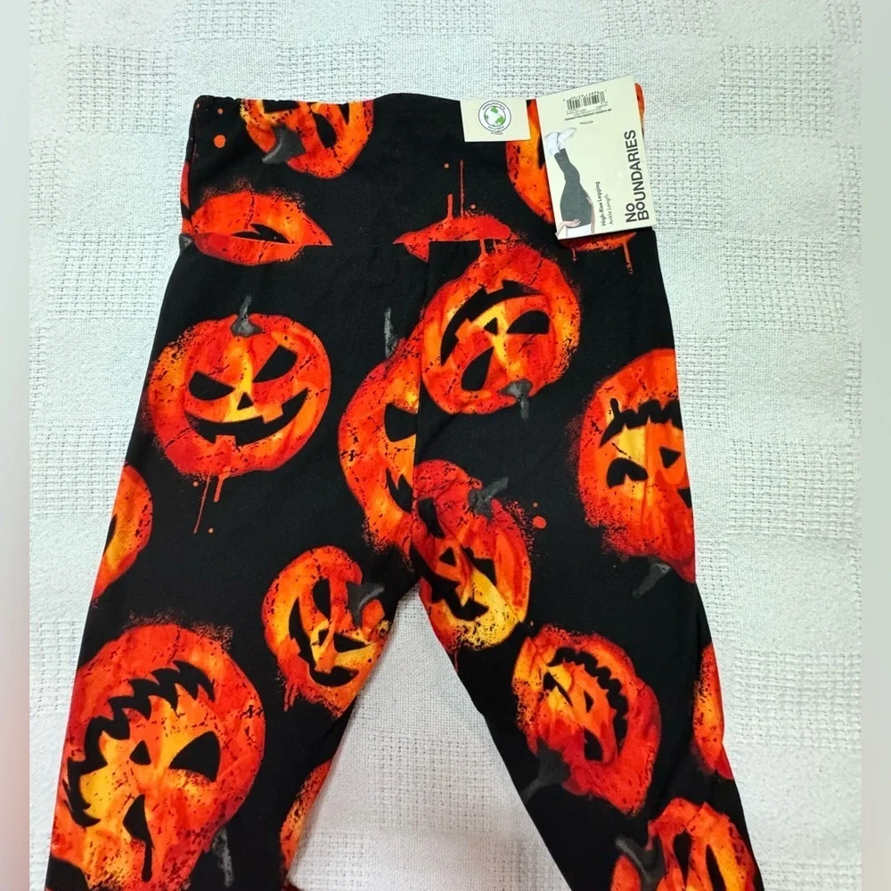 No Boundaries Orange Pumpkin Print Leggings XXS/XS- NWT